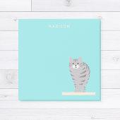 Post-it® Cute Grey Tabby Chat Bleu Notes avec nom