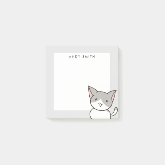 Post-it® Cute gris et blanc chat Personnalisé (Devant)