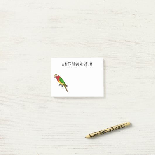Post-it® Cute happy parrot (Sur un bureau)