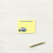 Post-it® Cute happy police car cartoon illustration (Sur un bureau)