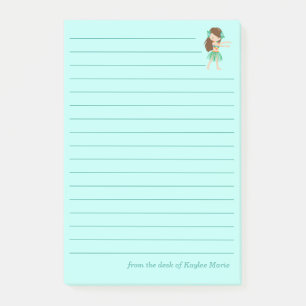 Post-it® Cute Hula Dancer Girl Custom Tropical Turquoise