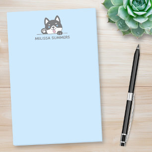 Post-it® Cute Husky Chig Blue Nom personnalisé