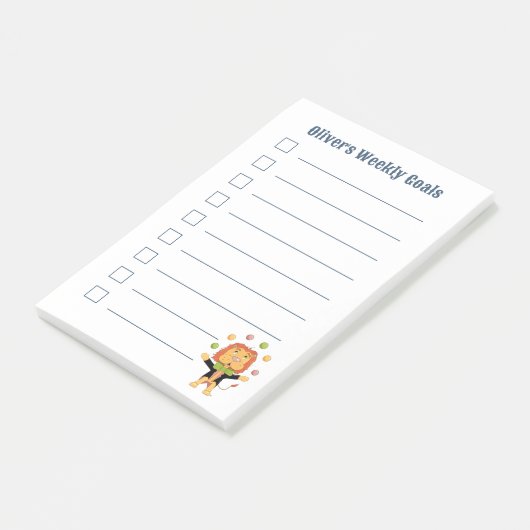 Post-it® Cute Juggler Lion Kid Weekly Goals Notes (Incliné)