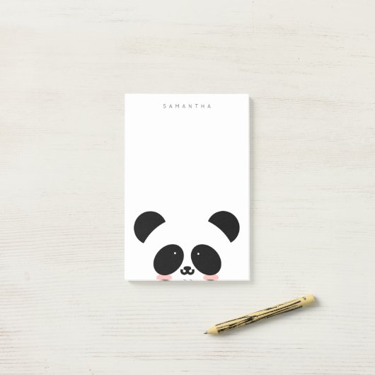 Post-it® Cute Kawaii Panda| Ajouter votre nom (Sur un bureau)