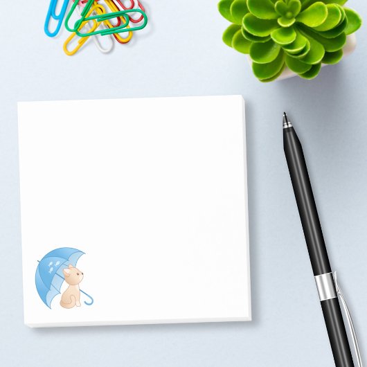 Post-it® Cute Kitten Chat sous Parapluie Bleu Post-it Notes