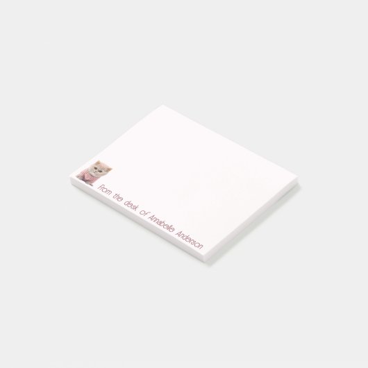Post-it® Cute Kitty dans un pull rose Personnalisez (Incliné)