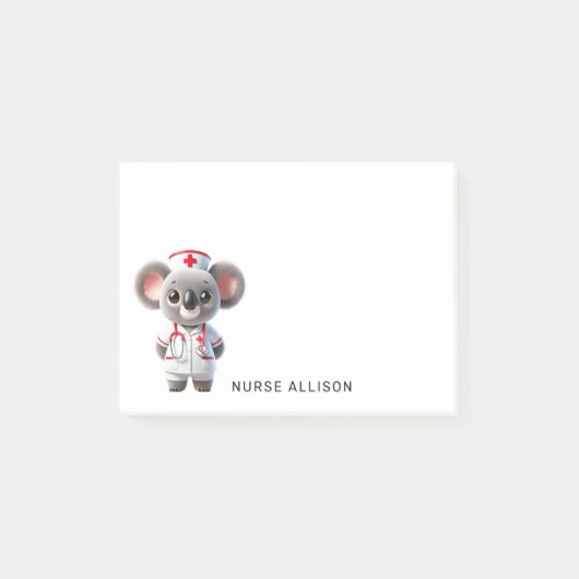 Post-it® Cute Koala Oear Nurse Personnalisée 4x4 (Devant)