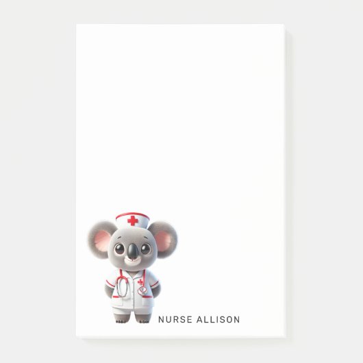 Post-it® Cute Koala Oear Nurse Personnalisée 4x6 (Devant)