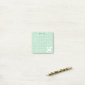 Post-it® Cute lapin blanc lapin Harlequin Motif | Green (Sur un bureau)