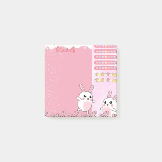 Post-it® Cute lapin rose personnalisé (Devant)