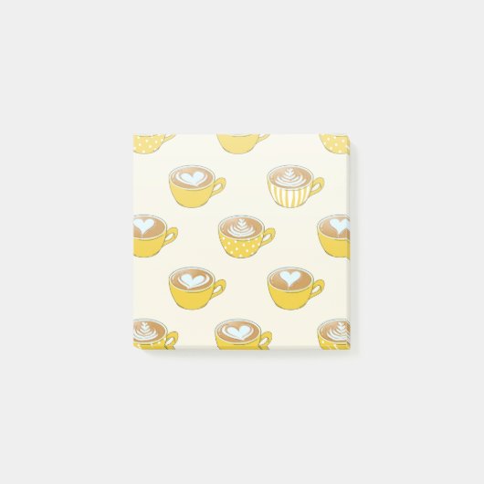 Post-it® Cute Latte Art en Motif de tasses de café jaune (Devant)