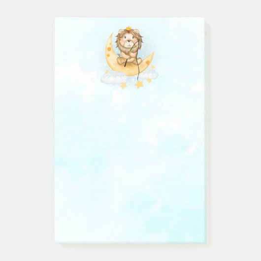 Post-it® Cute Lion Pêche sur l'aquarelle de la lune (Devant)