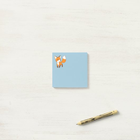 Post-it® Cute Little Fox Blue (Sur un bureau)