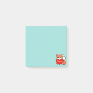 Post-it® Cute Little Fox on Light Blue Post-it Notes