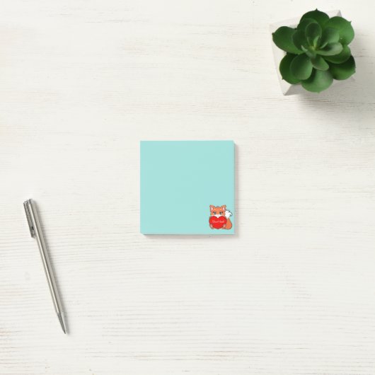 Post-it® Cute Little Fox on Light Blue Post-it Notes (Bureau)