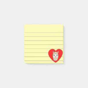 Post-it® Cute Llama Dans Le Coeur Rouge Dessin Liné 3x3