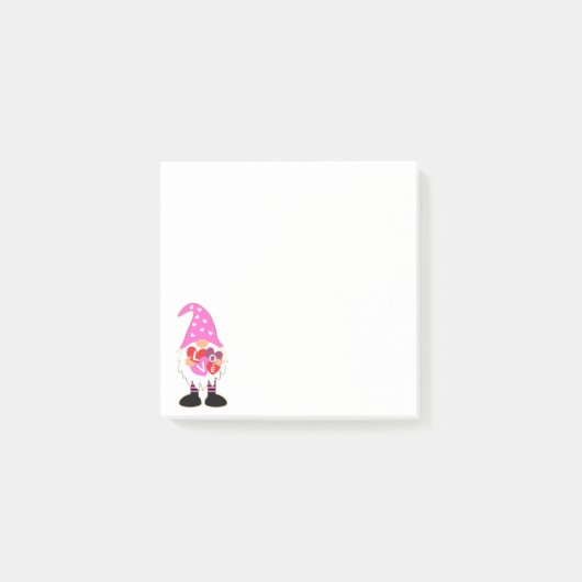 Post-it® Cute LOVE Pink Heart Valentine Gnome (Devant)