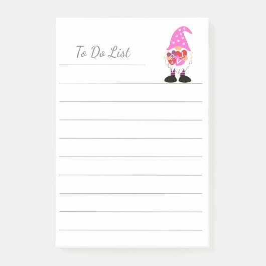 Post-it® Cute LOVE Pink Heart Valentine Gnome (Devant)