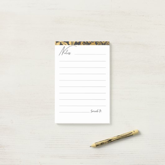 Post-it® Cute Modern Minimalistic Abstract Grey Gold (Sur un bureau)