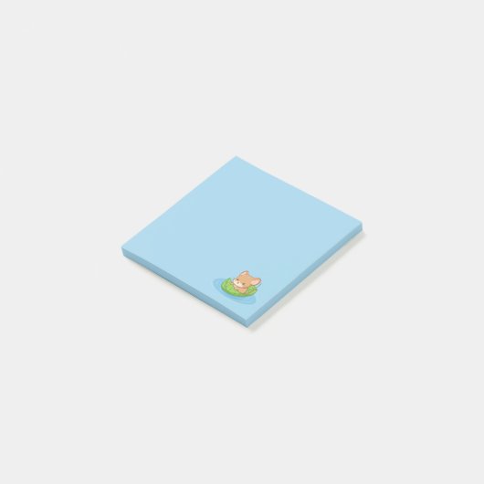 Post-it® Cute Mouse in a Leaf Boat Blue (Incliné)