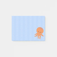 Cute Octopus Cartoon Bleu Vagues Personnalisé