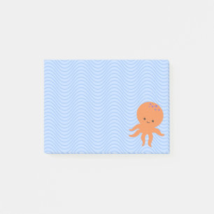 Post-it® Cute Octopus Cartoon Bleu Vagues Personnalisé