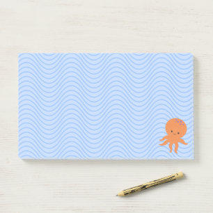 Post-it® Cute Octopus Cartoon Bleu Vagues Personnalisé