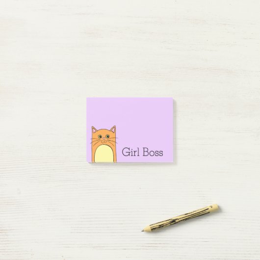 Post-it® Cute Orange Chat fille Boss (Sur un bureau)