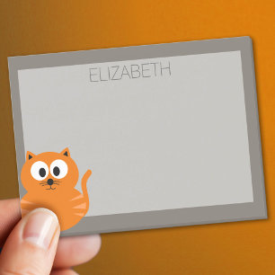 Post-it® Cute Orange Fat Chat avec Taupe Personnalisé