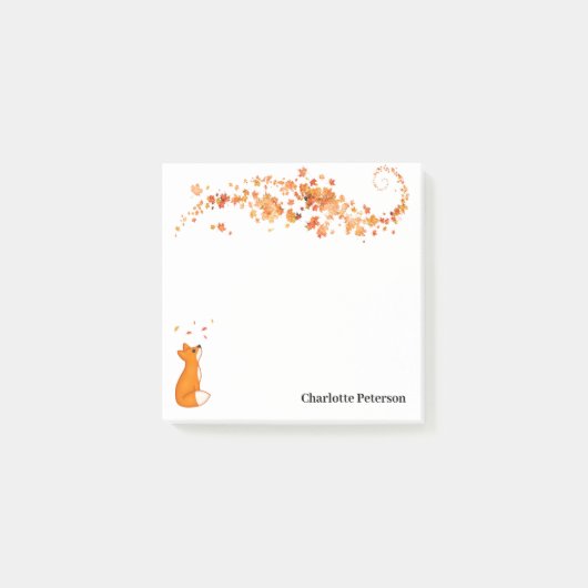 Post-it® Cute Orange Fox & Feuilles d'érable automne automn (Devant)