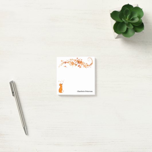 Post-it® Cute Orange Fox & Feuilles d'érable automne automn (Bureau)