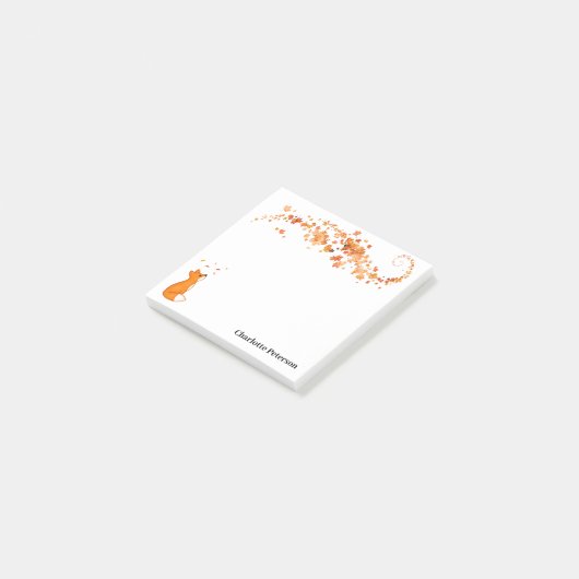 Post-it® Cute Orange Fox & Feuilles d'érable automne automn (Incliné)