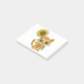 Post-it® Cute Orange Kawaii Chat avec tournesol (Incliné)
