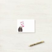 Post-it® Cute Otter avec Coeurs roses Vous aimez jouer (Sur un bureau)