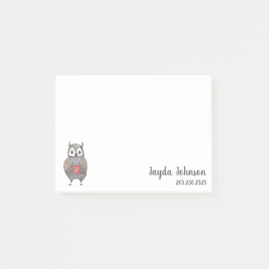 Post-it® Cute Owl Ajouter vos informations (Devant)