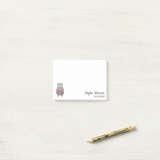 Post-it® Cute Owl Ajouter vos informations (Sur un bureau)