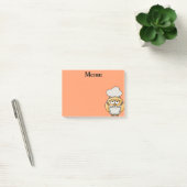 Post-it® Cute Owl Chef Menu Orange Post It Note (Bureau)