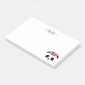 Post-it® Cute panda ours floral personnalisé monogramme  (Incliné)