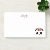 Post-it® Cute panda ours floral personnalisé monogramme  (Bureau)