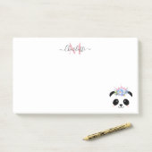 Post-it® Cute panda ours princesse monogramme personnalisé (Sur un bureau)