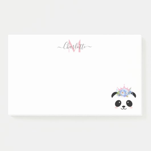 Post-it® Cute panda ours princesse monogramme personnalisé (Devant)