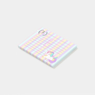 Post-it® Cute Pastel Arc-en-ciel Couleurs Monogram Unicorn 