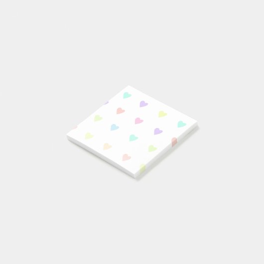 Post-it® Cute Pastel Rainbow Hearts Motif (Incliné)