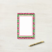 Post-it® Cute pastèque Motif rose et vert (Sur un bureau)