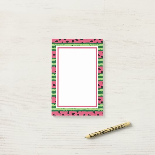 Post-it® Cute pastèque Motif rose et vert (Sur un bureau)