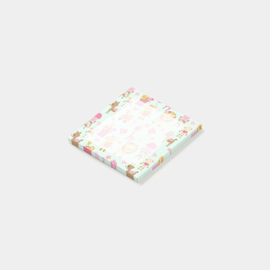 Post-it® Cute Pattern avec Whimsical Animals & Toys (Incliné)