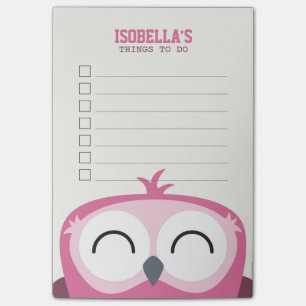 Post-it® Cute Peekaboo Joyeux Chouette Rose À Faire Liste