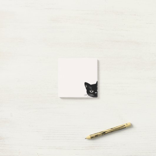 Post-it® Cute Peeking Chat noir (Sur un bureau)