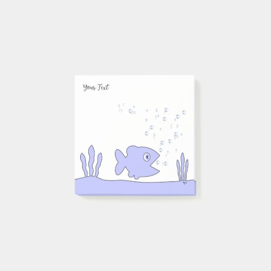 Post-it® Cute Personnalisable Blue Cartoon Carré de poisson (Devant)