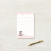 Post-it® Cute petit hérisson personnalisé rose (Sur un bureau)